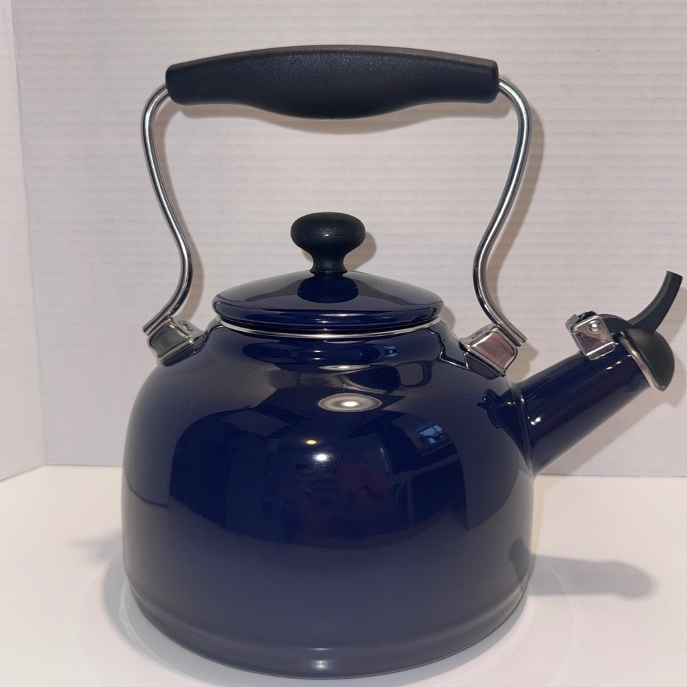 Chantal Tea Kettle Stovetop Cobalt Blue Enamel On Steel Whistling Harmonic